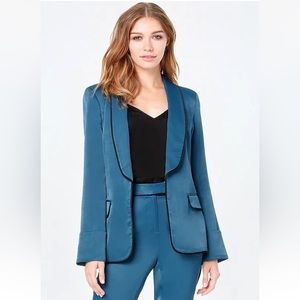 Bebe Shawl Collar Satin Blazer- New with Tags! Size 6US. Beautiful Teal Colour!